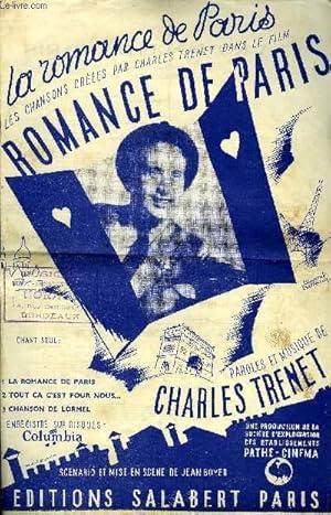 Bild des Verkufers fr LA ROMANCE DE PARIS/chant et piano zum Verkauf von Le-Livre