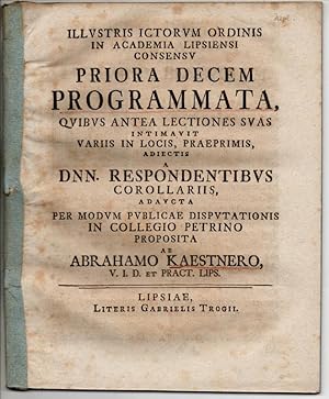 Bild des Verkufers fr Priora decem programmata [classis I.] zum Verkauf von Wissenschaftliches Antiquariat Kln Dr. Sebastian Peters UG