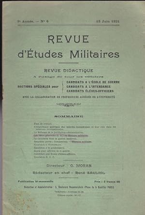 Revue d'Etudes Militaires, Revue Didactique, 9 e Annee, No. 6, 15 Juin 1921