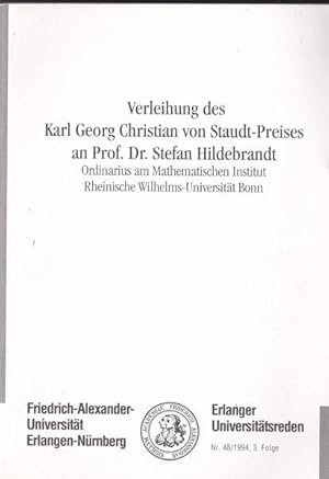 Verleihung des Karl Georg Christian von Staudt-Preises an Prof. Dr Stefan Hildebrandt