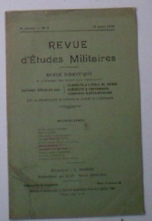 Revue d'Etudes Militaires, Revue Didactique, 8 e Annee, No. 8, 15 Aout 1920