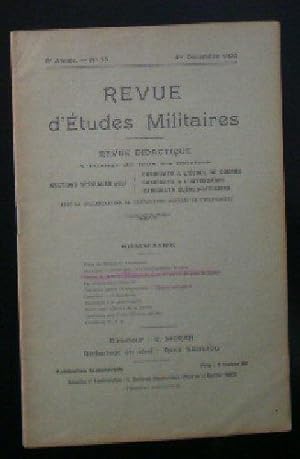 Imagen del vendedor de Revue d'Etudes Militaires, Revue Didactique, 8 e Annee, No.15, 1 Decembre 1920 a la venta por Versandantiquariat Karin Dykes