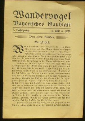 Image du vendeur pour Wandervogel Bayerisches Gaublatt, 7. Jahrgang Heft 1/2 mis en vente par Versandantiquariat Karin Dykes