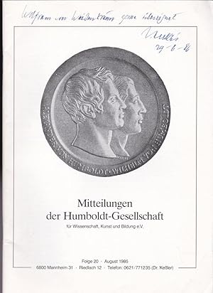 Seller image for Mitteilungen der Humboldt-Gesellschaft Folge 20, August 1985 for sale by Versandantiquariat Karin Dykes