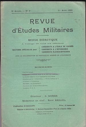 Imagen del vendedor de Revue d'Etudes Militaires, Revue Didactique, 9 e Annee, No. 9, 1 Aout 1921 a la venta por Versandantiquariat Karin Dykes