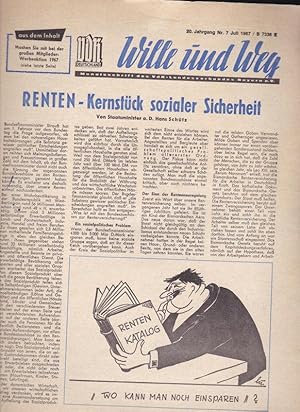 Bild des Verkufers fr Wille und Weg, Nr. 7 (Juli) 1967, Monatsschriftt zum Verkauf von Versandantiquariat Karin Dykes