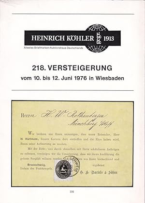 Heinrich Köhler 218. Versteigerung vom 10. bis 12. Juni 1976 in Wiesbaden