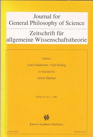 Bild des Verkufers fr Zeitschrift fr allgemeine Wissenschaftstheorie Vol. 34 No. 1 (Journal for General Philosophy of Science) zum Verkauf von Versandantiquariat Karin Dykes