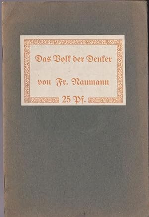 Seller image for Das Volk der Denker, Eine Ansprache auf dem sozialen Kongre zu Heilbronn for sale by Versandantiquariat Karin Dykes