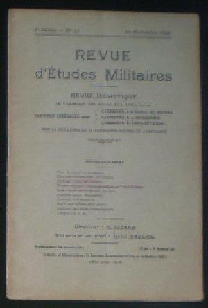 Imagen del vendedor de Revue d'Etudes Militaires, Revue Didactique, 8 e Annee, No.14, 15 Novembre 1920 a la venta por Versandantiquariat Karin Dykes