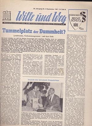 Bild des Verkufers fr Wille und Weg, Nr. 9 (September) 1967, Monatsschriftt zum Verkauf von Versandantiquariat Karin Dykes