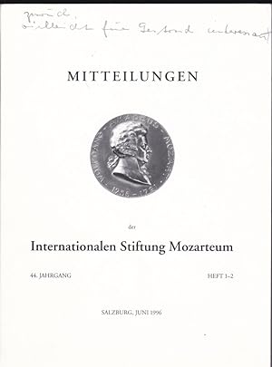 Mitteilungen der Internationalen Stiftung Mozarteum, 44. Jahrgang Heft 1-2