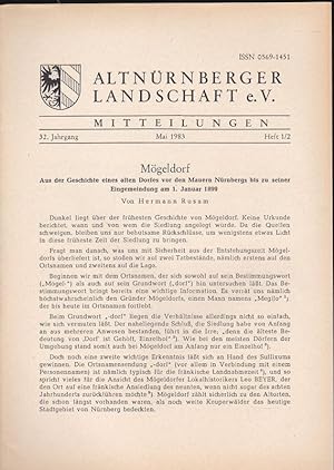 Altnürnberger Landschaft e. V. Mitteilungen Mai 1983, 32. Jahrgang Heft 1/2