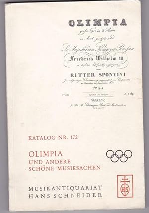 Bild des Verkufers fr Katalog Nr. 172 Olimpia und andere schne Musiksachen zum Verkauf von Versandantiquariat Karin Dykes