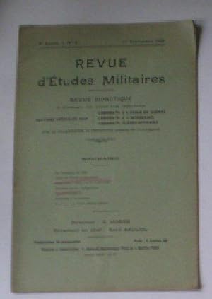 Imagen del vendedor de Revue d'Etudes Militaires, Revue Didactique, 8 e Annee, No. 9, 1 Septembre 1920 a la venta por Versandantiquariat Karin Dykes