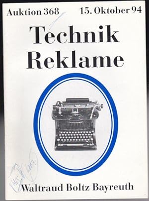 Seller image for Auktion 368, 15. Oktober 1994, Technik, Reklame for sale by Versandantiquariat Karin Dykes
