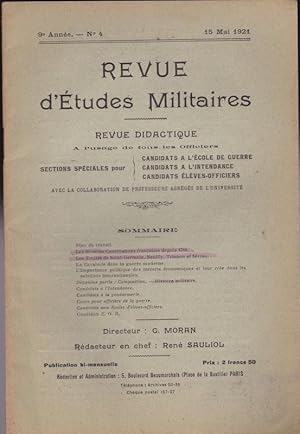 Imagen del vendedor de Revue d'Etudes Militaires, Revue Didactique, 9 e Annee, No. 4, 15 Mai 1921 a la venta por Versandantiquariat Karin Dykes