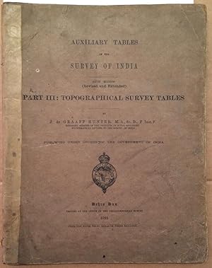 Seller image for Auxiliary Tables of the Survey of India. Part III: Topographical Survey Tables for sale by Arthur Probsthain