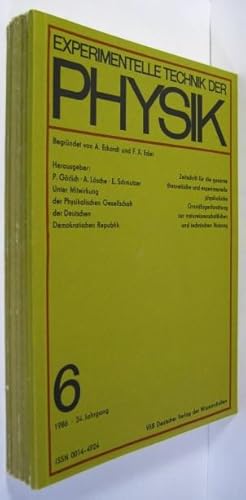 Imagen del vendedor de Experimentelle Technik der Physik. Zeitschrift fr die gesamte theoretische und experimentelle physikalische Grundlagenforschung zur naturwissenschaftlichen und technischen Nutzung. 34. Jahrgang 1986 Hefte 1 - 6 [vollstndig]. a la venta por Rotes Antiquariat