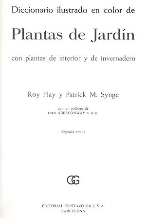 Seller image for DICCIONARIO ILUSTRADO EN COLOR DE PLANTAS DE JARDIN CON PLANTAS DE INTERIOR Y DE INVERNADERO for sale by Libreria 7 Soles