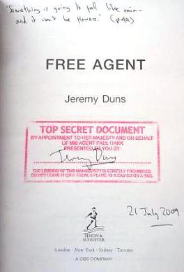 Free Agent Signed, Dated & Lined Uk 1st Ed HB