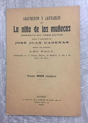 ARGUMENTO Y CANTABLES DE LA NIÑA DE LAS MUÑECAS. Opereta en tres actos. Música del Maestro Leo Fall