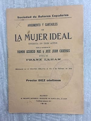 Imagen del vendedor de LA MUJER IDEAL. Opereta en tres actos. Msica de Franz Lehar a la venta por Librera Sagasta