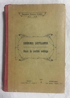 Imagen del vendedor de SINONIMOS CASTELLANOS Y VOCES DE SENTIDO ANALOGO a la venta por Librera Sagasta