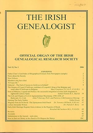 Imagen del vendedor de The Irish Genealogist: Volume 12, No. 1: 2006 a la venta por Dorley House Books, Inc.