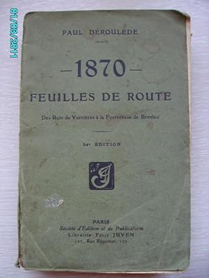 Imagen del vendedor de 1870:FEUILLES DE ROUTE a la venta por Bibliofolie