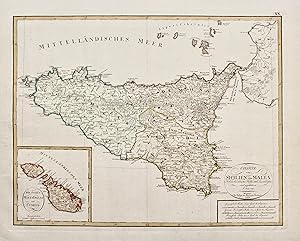 Bild des Verkufers fr Charte von Sicilien und Malta zum Verkauf von libreria antiquaria perini Sas di Perini