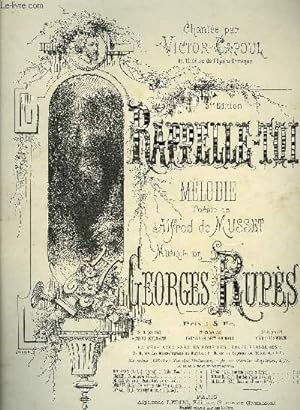 Bild des Verkufers fr RAPPELLE-TOI N1 pour basse ou contralto posie d'Alfred Musset. POUR CHANT ET PIANO zum Verkauf von Le-Livre