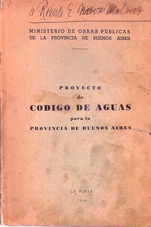 PROYECTO DE CODIGO DE AGUAS PARA LA PROVINCIA DE BUENOS AIRES