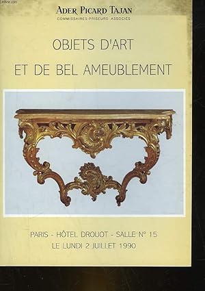 Bild des Verkufers fr 1 CATALOGUE DE VENTE AUX ENCHERES - OBJETS D'ART ET DE BEL AMEUBLEMENT - PORCELAINE ET FAIENCES - OBJETS DE VITRINE - SIEGES ET MEUBLES zum Verkauf von Le-Livre