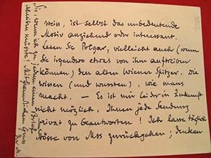 Eigenhändige Briefkarte. Bern, 15.Mai 1935. 2 S. (12x14,7cm). Karte mit Briefkopf "Der Bund".