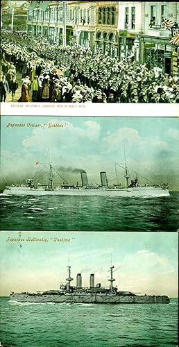 Bild des Verkufers fr South Australia postcard 'Adelaide Welcomes Japanese Men-of-War's Men' [with] Valentine's Series, set of Japanese Cruiser postcards zum Verkauf von Antipodean Books, Maps & Prints, ABAA