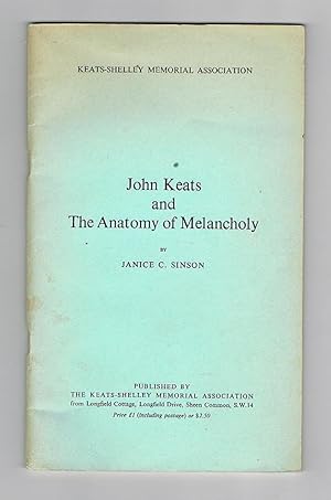 Immagine del venditore per John Keats and The Anatomy of Melancholy venduto da Andrew James Books