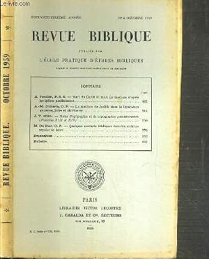 Seller image for REVUE BIBLIQUE - N4 OCTOBRE 1959. for sale by Le-Livre