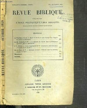 Seller image for REVUE BIBLIQUE - N4 OCTOBRE 1959. for sale by Le-Livre