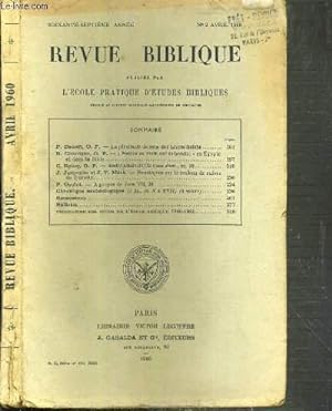 Seller image for REVUE BIBLIQUE - N2 AVRIL 1960. for sale by Le-Livre