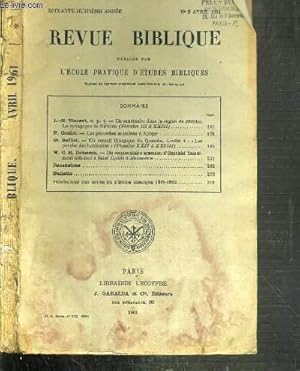 Seller image for REVUE BIBLIQUE - N2 AVRIL 1961. for sale by Le-Livre