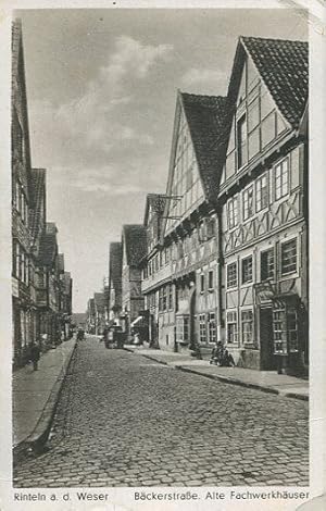 Rinteln a.d. Weser. Bäckerstraße. Alte Fachwerkhäuser. Um 1930. Beschrieben und gelaufen am 8.2.2...