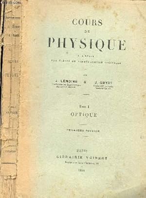 Bild des Verkufers fr COURS DE PHYSIQUE - TOME I : OPTIQUE / 2e EDITION. zum Verkauf von Le-Livre