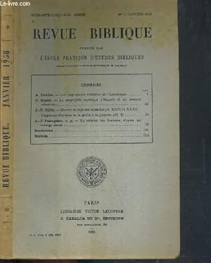 Seller image for REVUE BIBLIQUE - N1 JANVIER 1958 for sale by Le-Livre