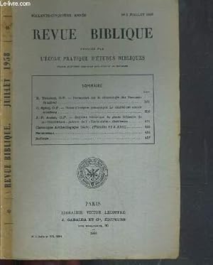 Seller image for REVUE BIBLIQUE - N 3 JUILLET 1958. for sale by Le-Livre