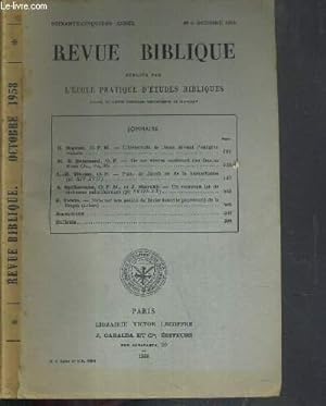 Seller image for REVUE BIBLIQUE - N4 OCTOBRE 1958. for sale by Le-Livre