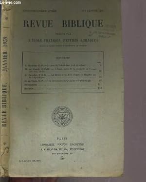 Seller image for REVUE BIBLIQUE - N1 JANVIER 1959. for sale by Le-Livre