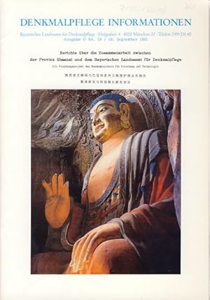 Seller image for Denkmalpflege Informationen. Ausgabe D Nr. 10/10. September 1991. Berichte ber die Zusammenarbeit zwischen der Provinz Shannxi und dem Bayerischen Landesamt fr Denkmalpflege. Ein Forschungsprojekt des Bundesministers fr Forschung und Technologie. Chinesische bersetzung von Chunmei Tschiersch. for sale by Fundus-Online GbR Borkert Schwarz Zerfa