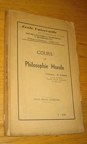 Bild des Verkufers fr Cours de Philosophie Morale zum Verkauf von Les Livres du Pont-Neuf