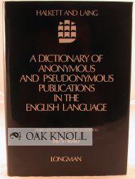 Seller image for DICTIONARY OF ANONYMOUS AND PSEUDONYMOUS ENGLISH LANGUAGE for sale by Oak Knoll Books, ABAA, ILAB